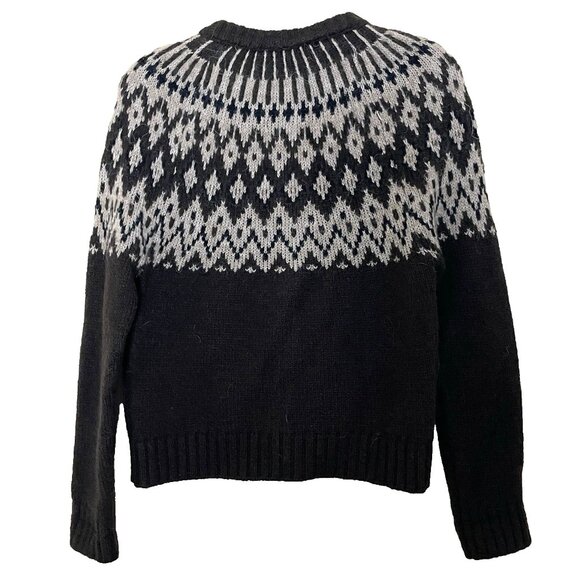 Zara Brown Fair Isle Jacquard Knit Cardigan Sweater Small Gold Buttons Alpaca - Picture 4 of 13